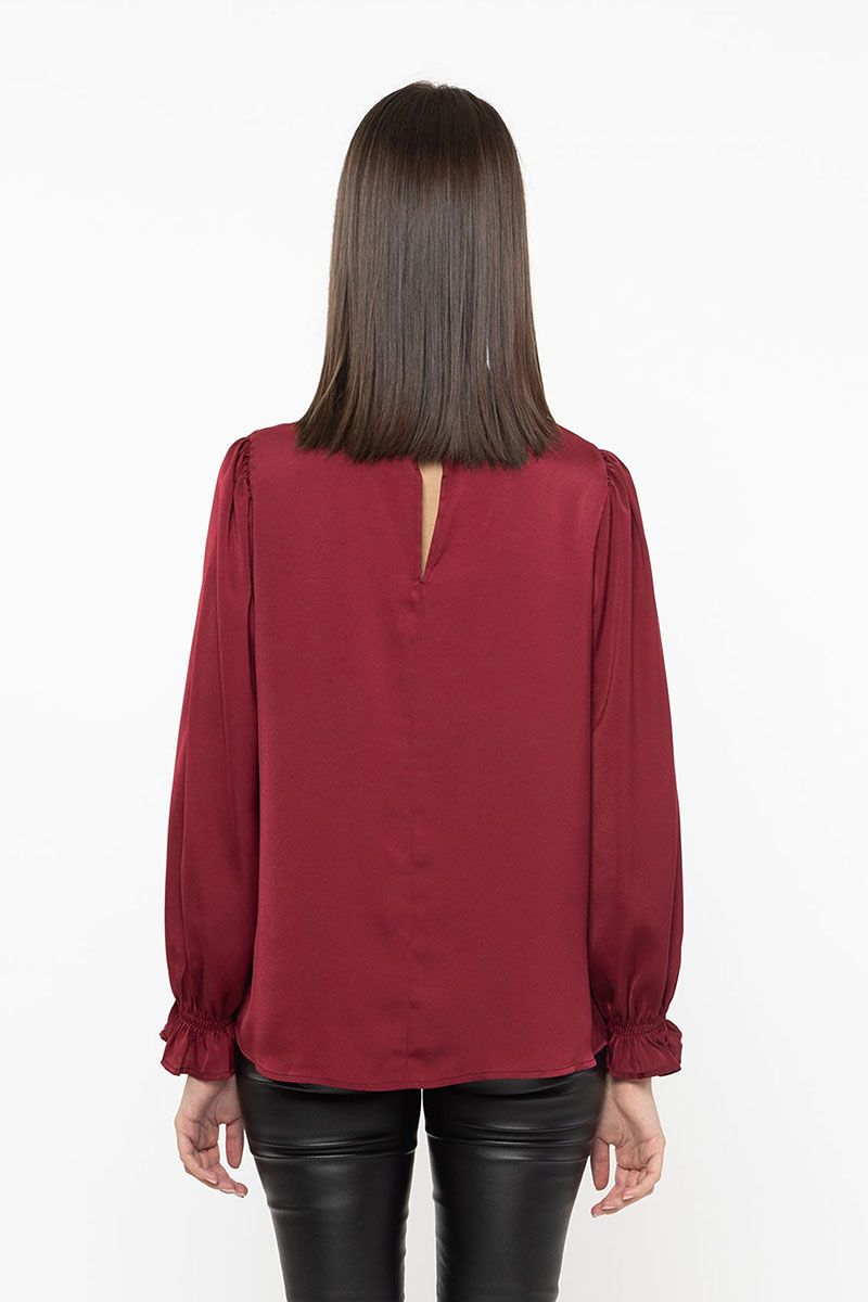 Leila + Luca Importance Top - Burgundy Washer Satin