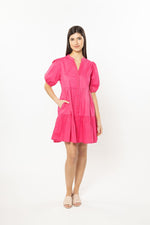 Billie the Label Reflective Mini Dress - Hot Pink Poplin