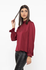 Leila + Luca Importance Top - Burgundy Washer Satin