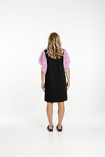 Home-Lee Lola Dress - Black with Pink Bloom Print Sleeves