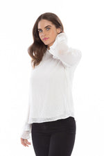 Seeking Lola Ruffle Top - White Dobby