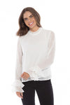 Seeking Lola Ruffle Top - White Dobby