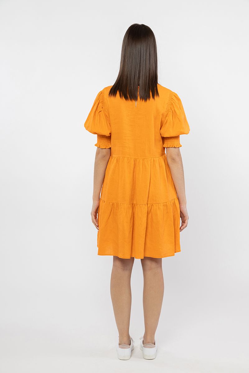 Leila + Luca Luminous Mini Dress - Orange Linen
