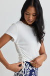 Among the Brave Perfect White Rib Rouched Side Crop Tee