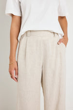 By Rosa Bestow Natural Linen Elastic Back Wide Leg Pants