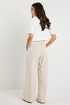 By Rosa Bestow Natural Linen Elastic Back Wide Leg Pants