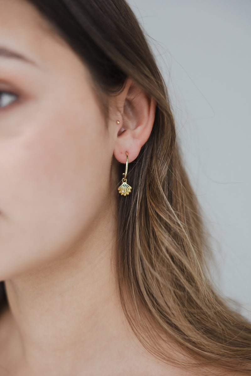 Sophie Super She Shell Hoop Studs - Gold Plated