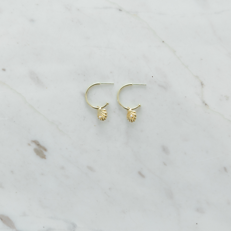 Sophie Super She Shell Hoop Studs - Gold Plated