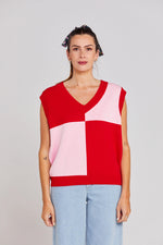 Thing Thing Divide Check Vest - Pinky Tomato