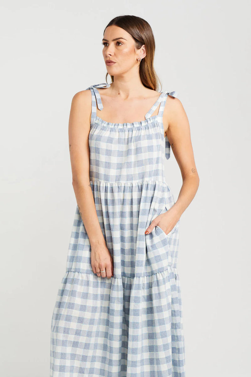 Thing Thing Tie Up Ziggy Dress - Marine Check