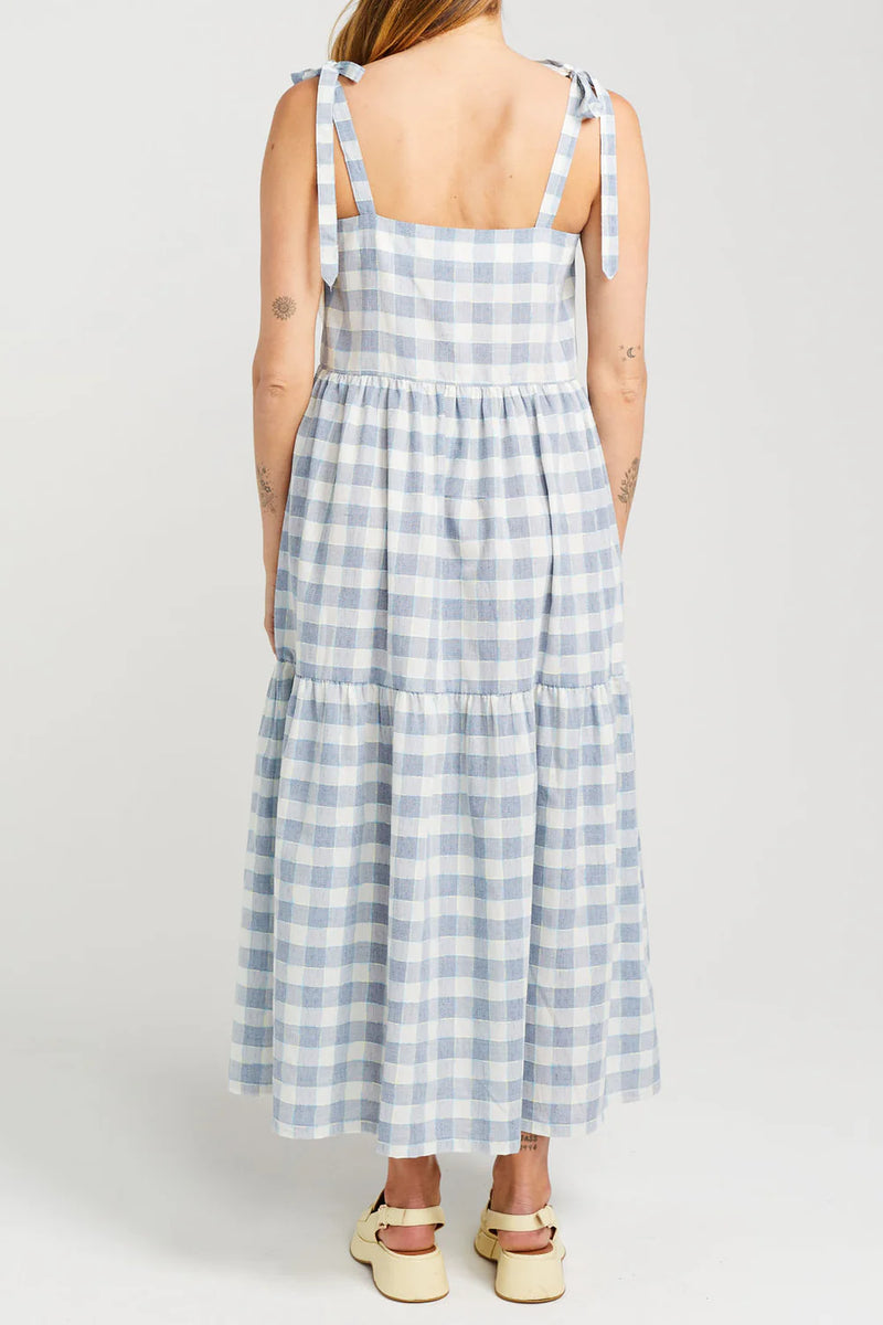 Thing Thing Tie Up Ziggy Dress - Marine Check