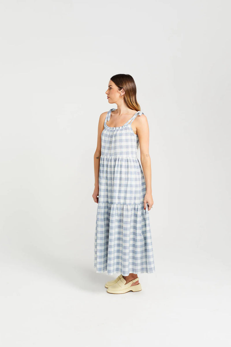 Thing Thing Tie Up Ziggy Dress - Marine Check