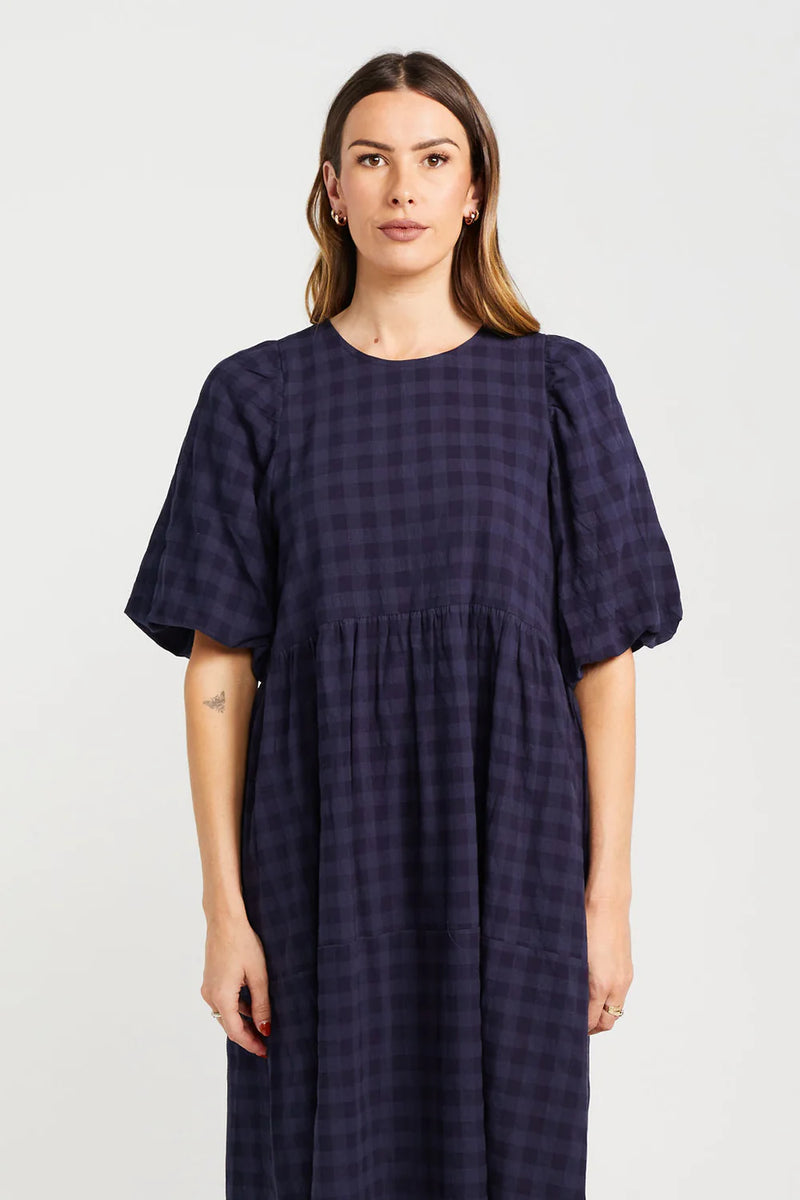 Thing Thing Lucinda Dress - Navy Check