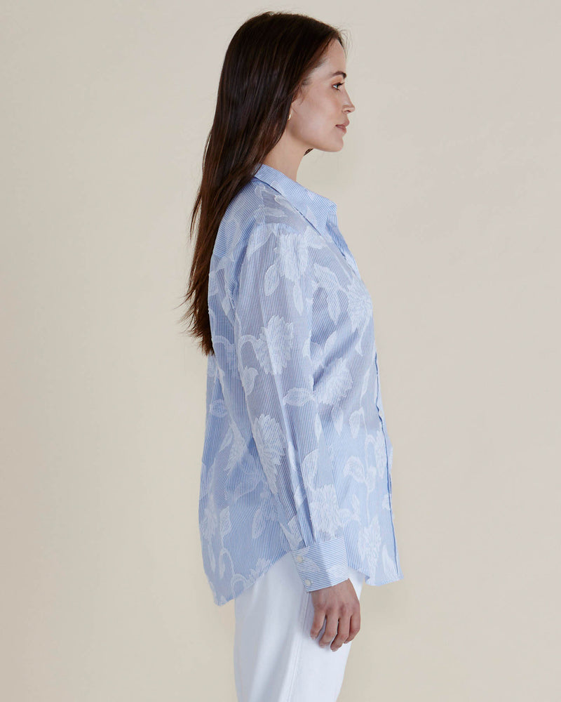 Betty Basics Lace Stripe Shirt - Lace Floral