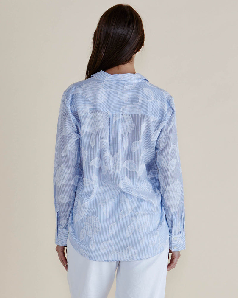 Betty Basics Lace Stripe Shirt - Lace Floral