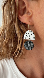 Twigg Industry Guinea Earrings - Black/White Spot