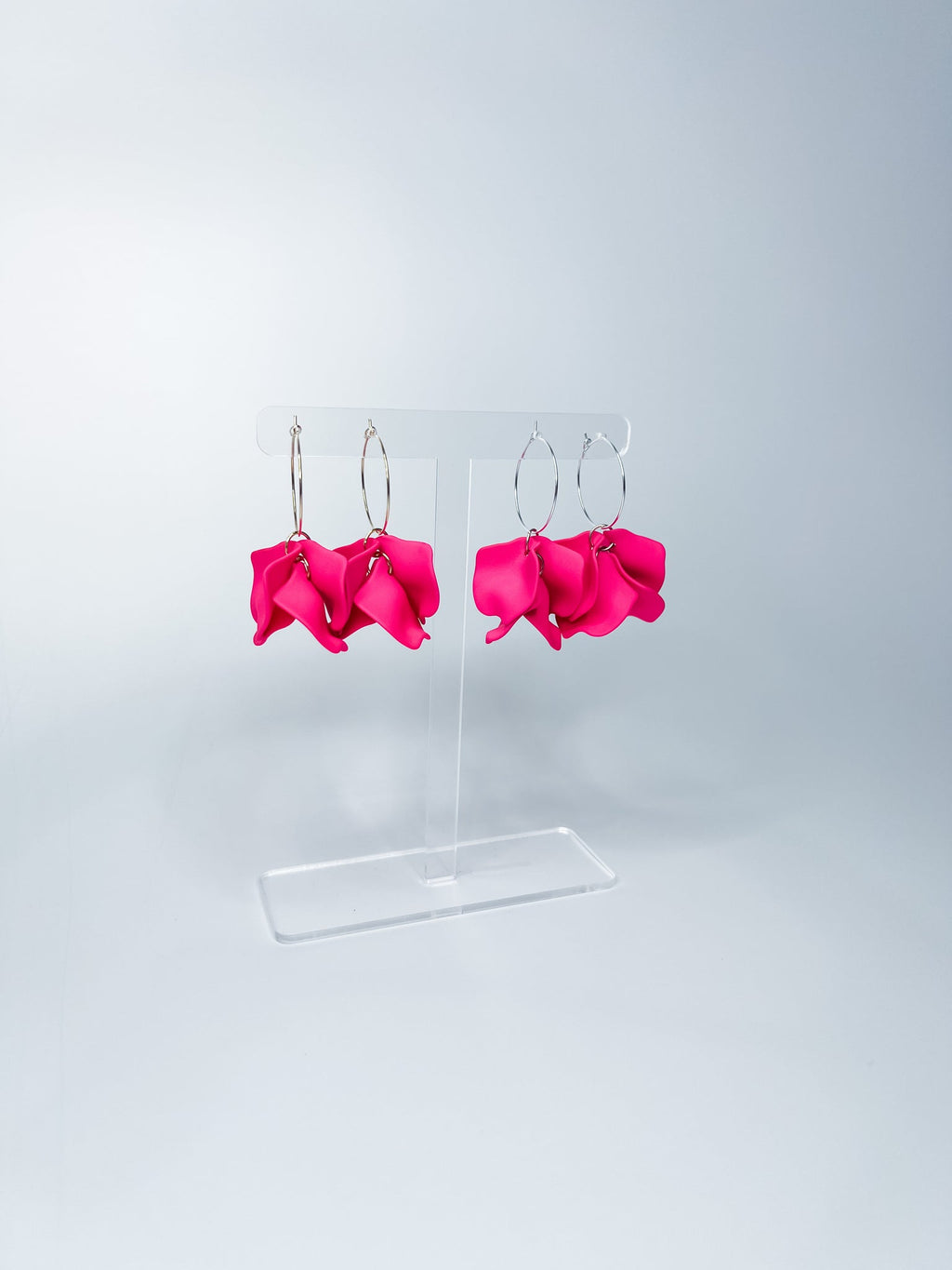 Willow Collective Peony Hoop Earrings (gold fixture) - Fuchsia