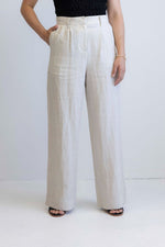 Among the Brave Island Linen Pleat Front Wide Leg Pant  - Natural
