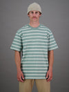 Just Another Fisherman Sea Stripe Tee - Green/Off White Stripe