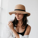 Sophie So Shady Ribbon Hat - Natural with Black