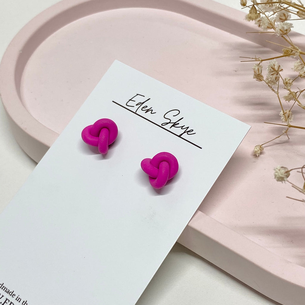 Eden Skye Knotted Studs - Hot Pink