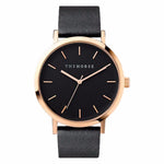 The Horse Watch - Polished Rose Gold/Black Face/Black Leather