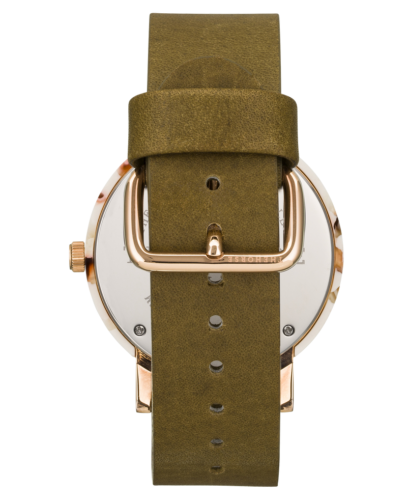 The Horse Watch - Olive Nougat (Nougat Shell/White Dial/Rose Gold Indexing)