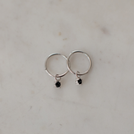 Sophie Mini Rock Sleeper Earrings Black - Silver