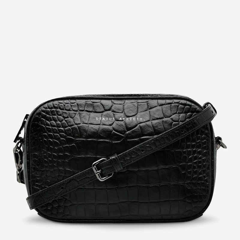 Status Anxiety Plunder Bag - Black Croc Emboss